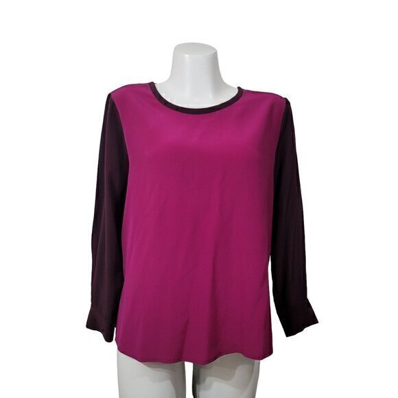 Diane Von Furstenberg Silk Louisa Shirt Top blouse 12 Pink Purple - Picture 1 of 12